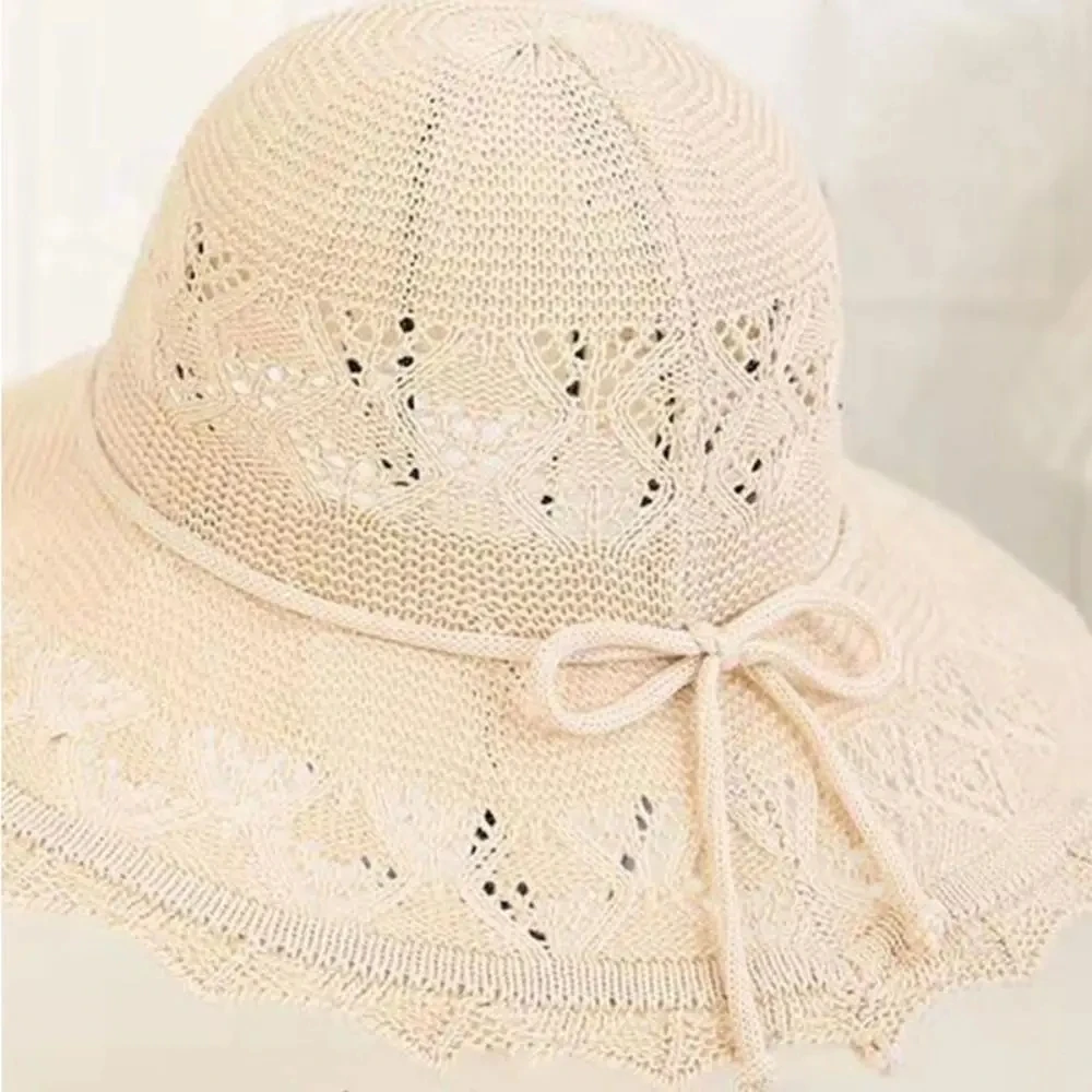 Sun Hats Wide Brim UV Protection Straw Hat Fashion Casual Breathable Beach Cap Bowknot Bucket Hat Panama Cap Summer
