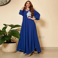 2023 New African Women Fashion Dress Long sleeved floral Embroidery Dubai Muslim Moroccan Turkey Islam Elegant Maxi Dresses 2