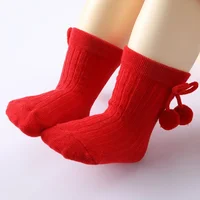 Baby Middle Tube Socks Kids Toddlers Girls Cute Bow Soft Cotton Baby Bowknot Christmas Socks 6-18Months Baby Girl Leg Warmer 4
