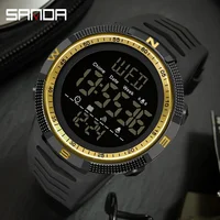 SANDA 6014  Wristwatch Outdoors Sports Student Watches Fashion Top Brand Waterproof Men Watch Multifunctional Luminous Digital 2
