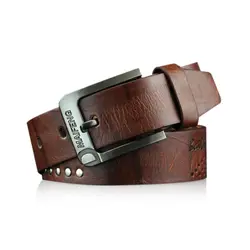 Elegant Men's Leather Belt - Luxury Classic Buckle with Vintage Charm (Coffee)
