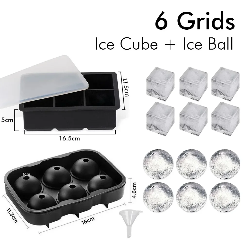 Silicone Ice Cube & Ball Maker with Lid - Perfect for Whiskey, Cocktails, and Iced Coffee