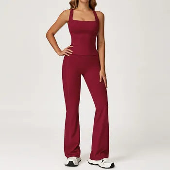 Yoga Set 2 Pieces Workout Outfits Women Clothes Fitness Sportswear Gym Tracksuit High Waist Leggings Sports Bra Athletic Wear 1