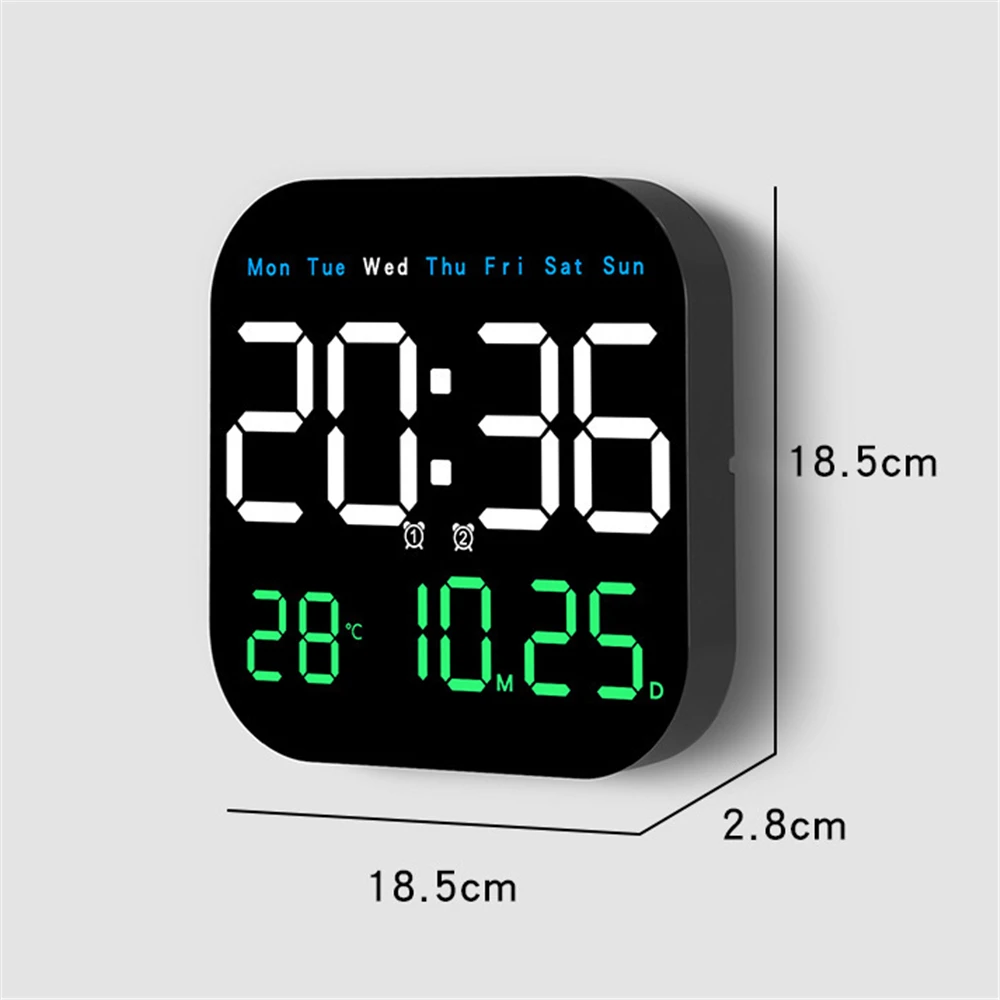 Digital Wall Clock LED Digital Wall Clock Large Screen Time Temperature Date Week Display with Remote Control Adjustable Brightness Alarm Clock