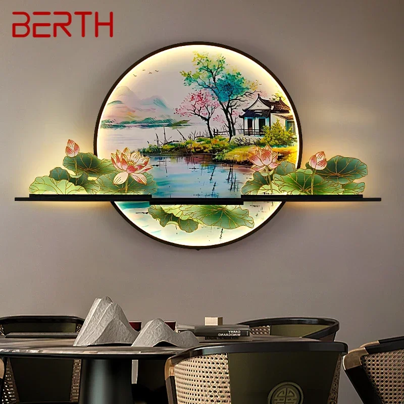 BERTH 모던 그림 벽 조명 LED, 중국 창의적인 풍경 벽화 램프, 가정 거실, 서재, 침실 장식 그림