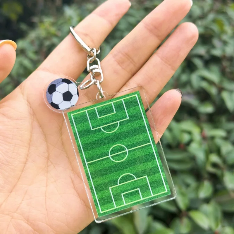 Acrylic Baseball field football field Keychain Double Sided Mini Sports Keyring Bag Pendant Car Key Chains Souvenir Gift