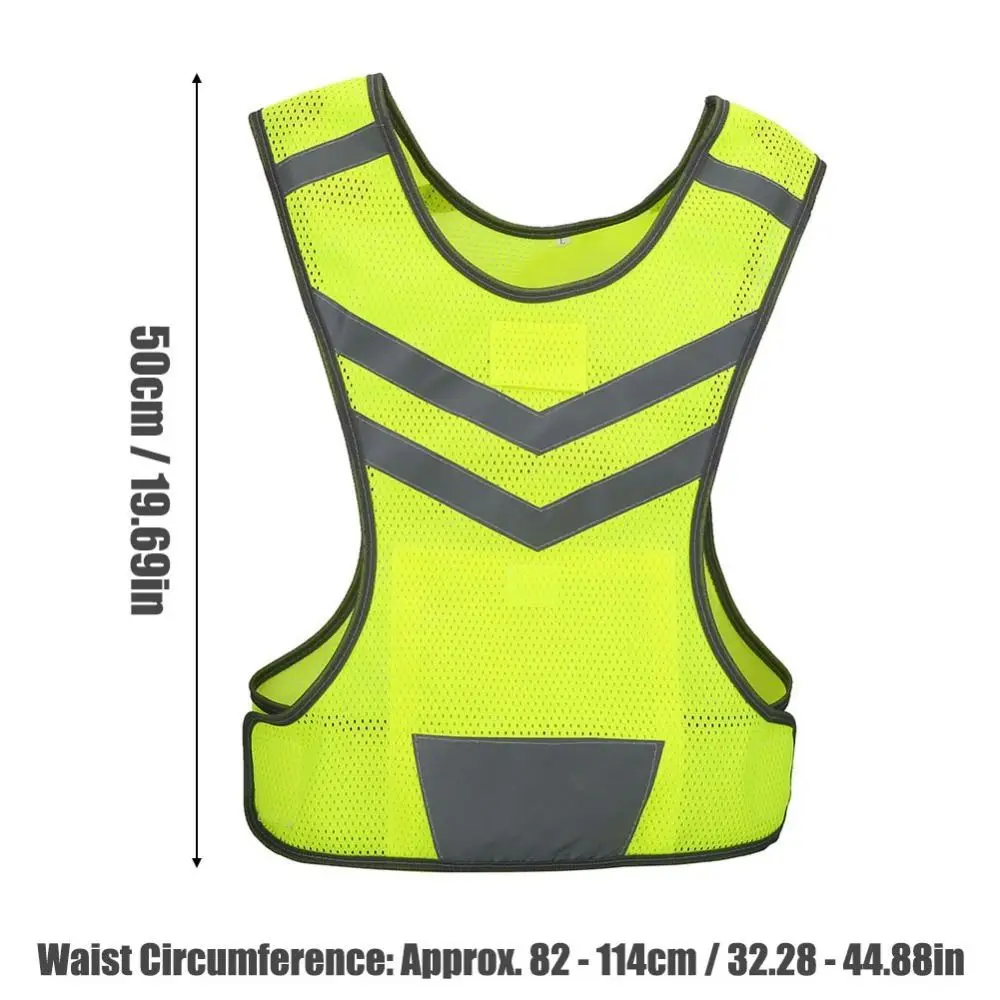 Cycling Reflective Clothing Green Reflective Clothes No Sleeve One Size With Strips Safety Vest Construction