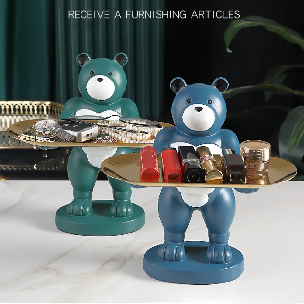 

Nordic Home Accessories Bear Sculpture Ornaments Living Room Key Storage Home Decoration Accessories Resin Craft Gift Home Decor