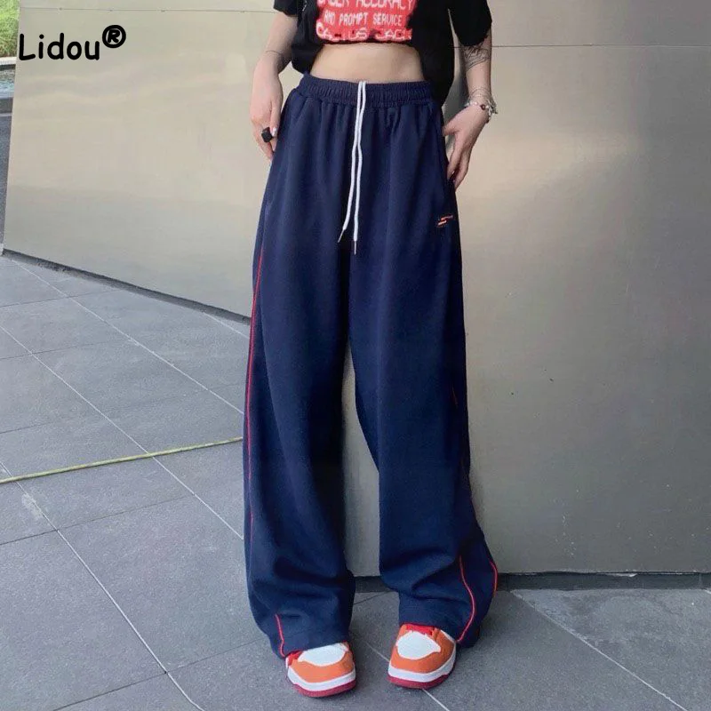 Tibetan High Street Sports Pants Female Loose Fitting American Style Leggings with Straight Legs Draped Casual Cropped Trousers maternity pants for spring and summer flowy wide leg trousers with a draped look maternity clothes for pregnant women