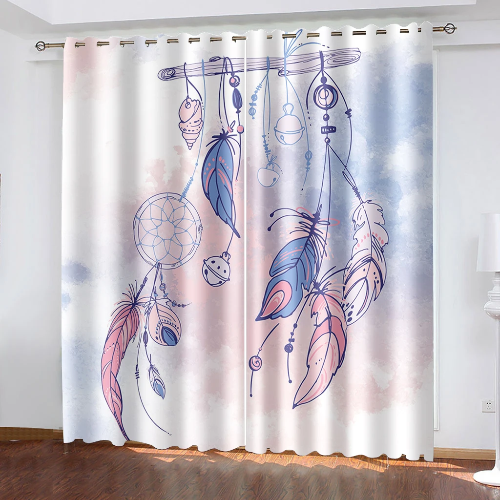 

Dream Feather Dream Catcher Beautiful Girly Style Print Curtains Living Room Bedroom Office Decoration Curtains