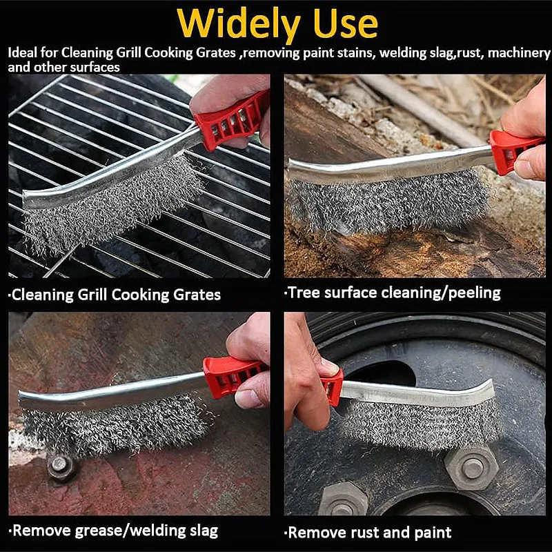 Steel Wire Brush/Wooden Metal Rust Removal Roller Brush Polishing Barbecue Cleaning Brush Suitable for Cleaning Barbecue Grilles 6