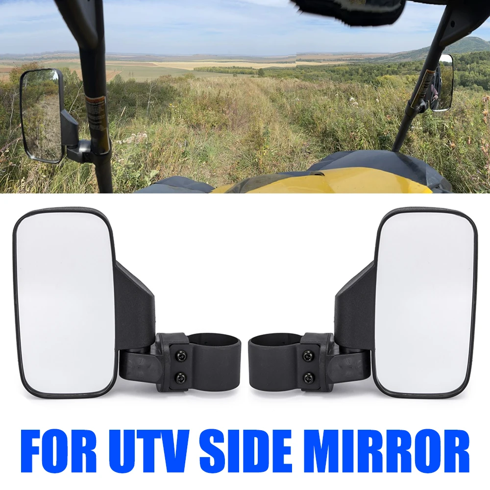 2pcs 20.9cm Spauto Utv Side View Mirrors Side Mirror With 1.75" And 2" Mounts With Rubber Pad