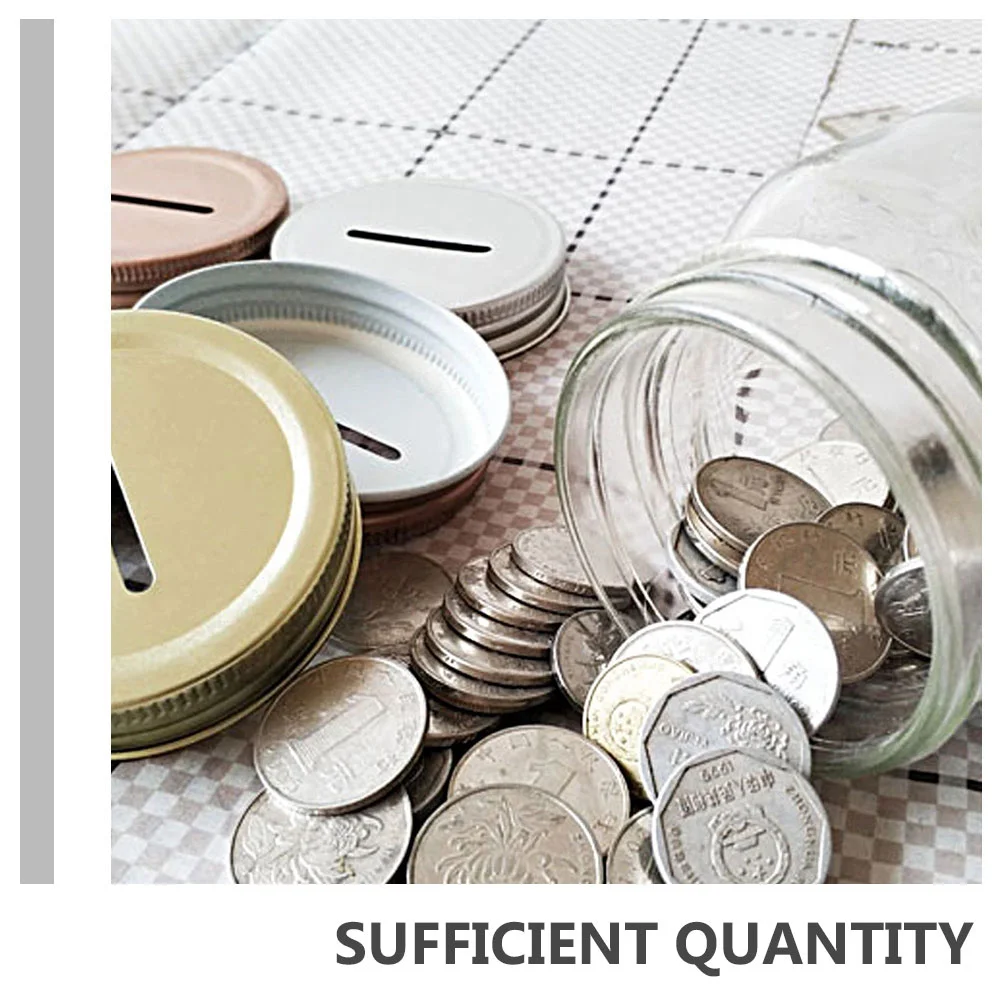 15pcs Mason Piggy Bank Lid Coin Bank Mason Jar Lid Glass Bottle With Lid Tinplate Piggy Bank Metal Coins Coin Bank Lid Insert Ac 5