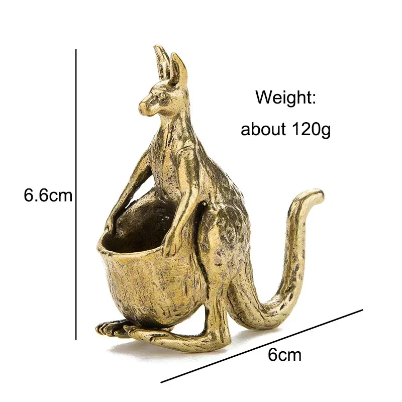 Solid Brass Kangaroo Statue Desk Ornament Retro Copper Animal Miniature Figurine Decoration Gifts Home Decors Crafts Accessories