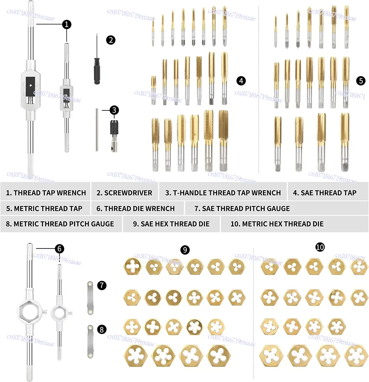 Industrial 86 Pcs Professional Steel Metric Tap & Die Mini Thread Hand ...