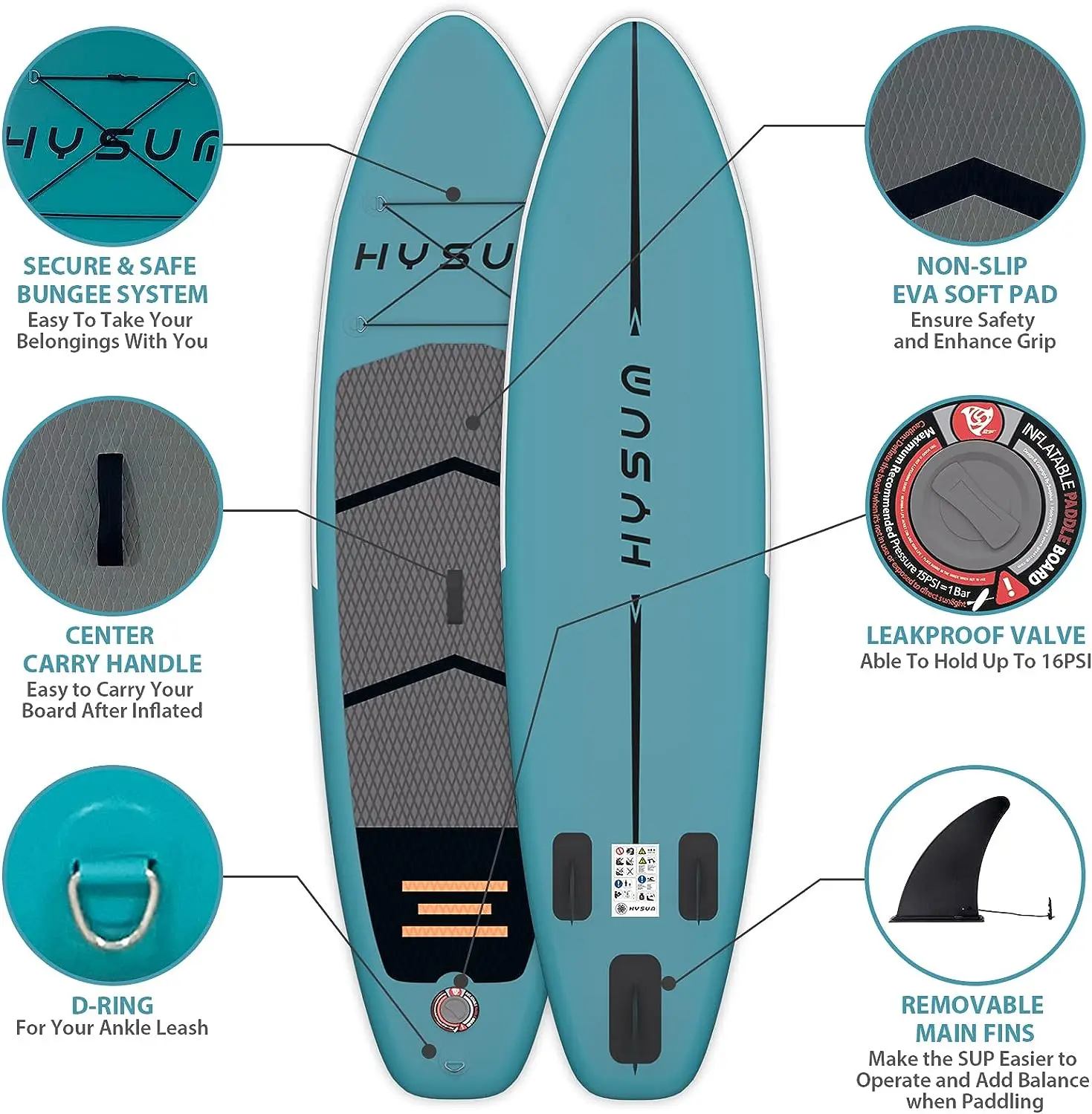 Hysum Inflatable Stand up SUP Paddle Boards Supboard Surfing Paddle Board with Pump and Seat EU for Sal