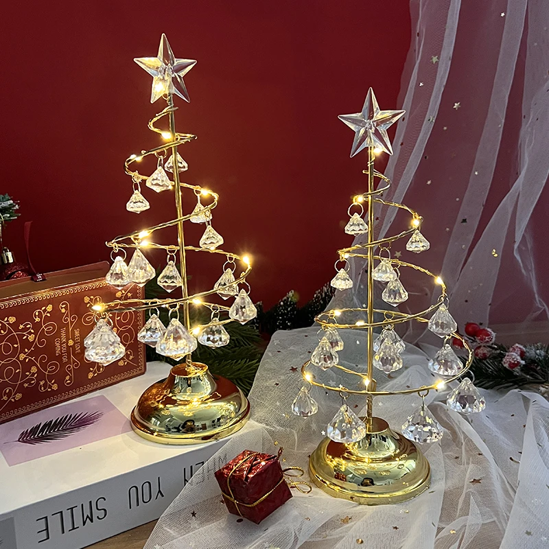 Lampe LED en cristal pour décoration de noël, arbre de noël, veilleuse,  ornements, lumières féeriques, décor de Table, cadeau de noël - AliExpress