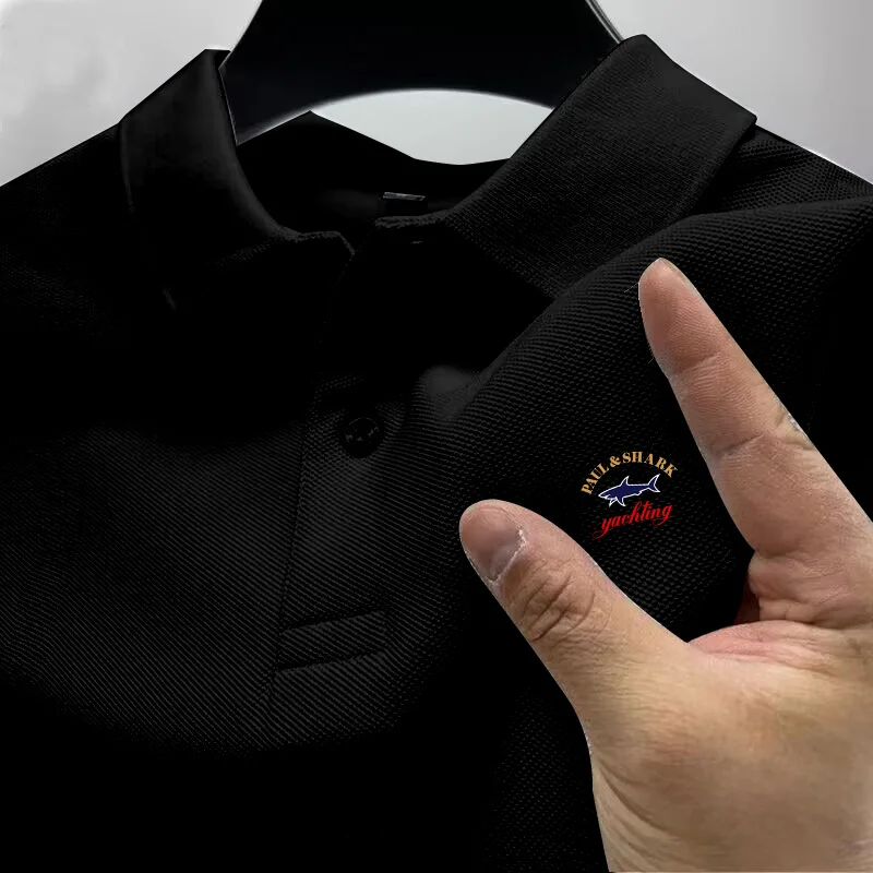 

Cool summer short-sleeved POLO shirt new zipper striped short-sleeved POLO shirt for men in Europe and 2024