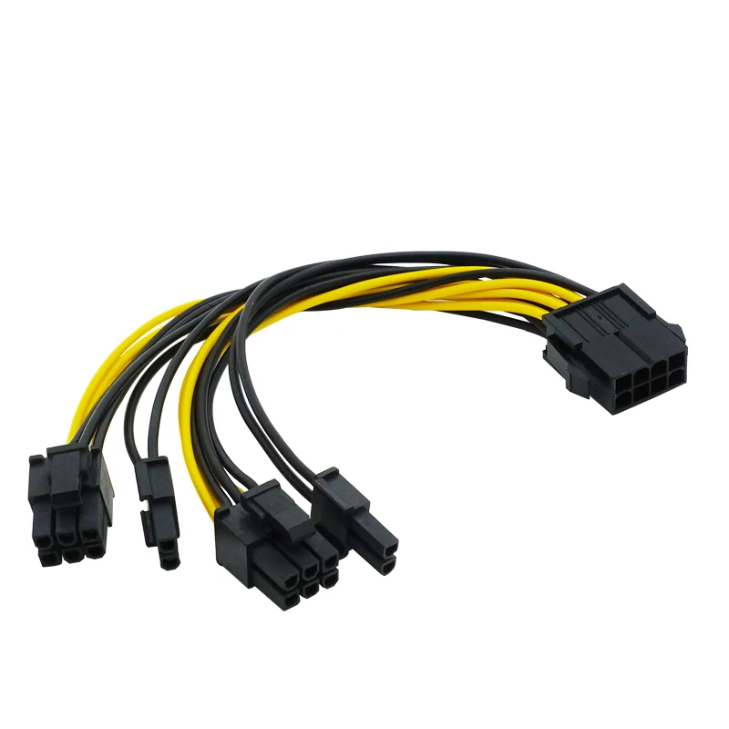 10pcs 8 Pin PCI Express to Dual PCIE 6+2 Pin Power Cable Motherboard Graphics Card PCI-E Riser GPU Power Data Cable 20cm