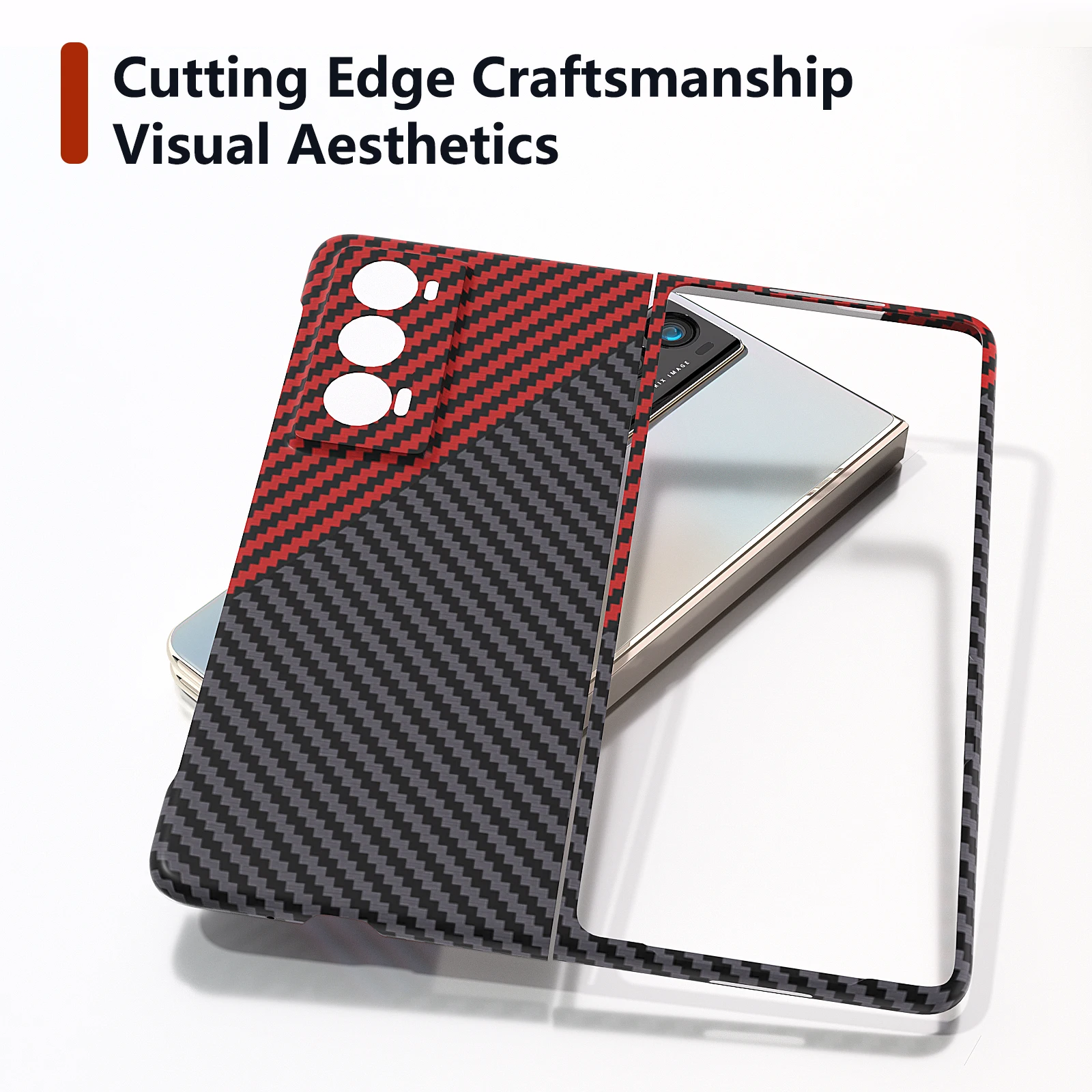 Ultra-Thin Matte Frosted Carbon Fiber Texture Folding Phone Case - Shockproof Protective Cover