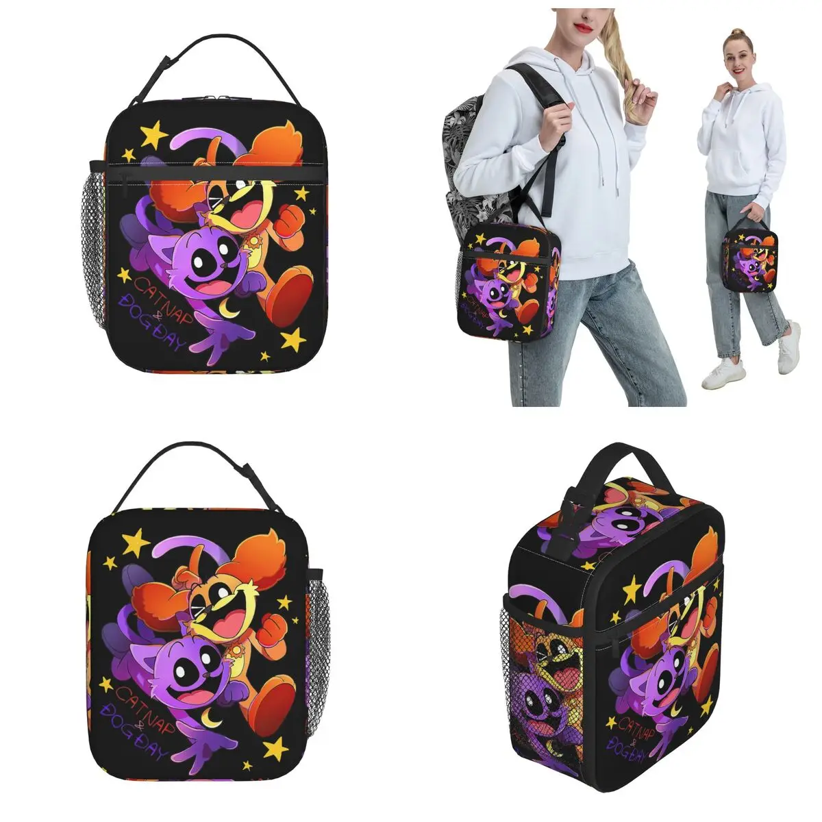 Catnap And Dogday Together Happy Insulated Lunch Bags Leakproof Smiling Critters Lunch Container Cooler Bag Lunch Box Tote 3