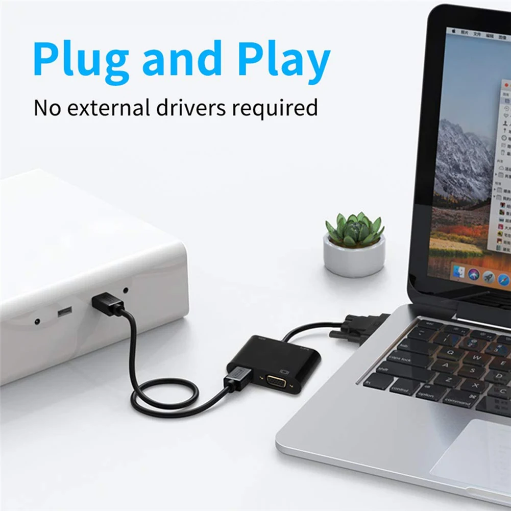 프로젝터용 VGA to HDMI 호환 어댑터, HDTV 프로젝터, 3.5mm 오디오 잭, VGA 컨버터 스플리터, 3 in 1 VGA to HDMI 호환 어댑터