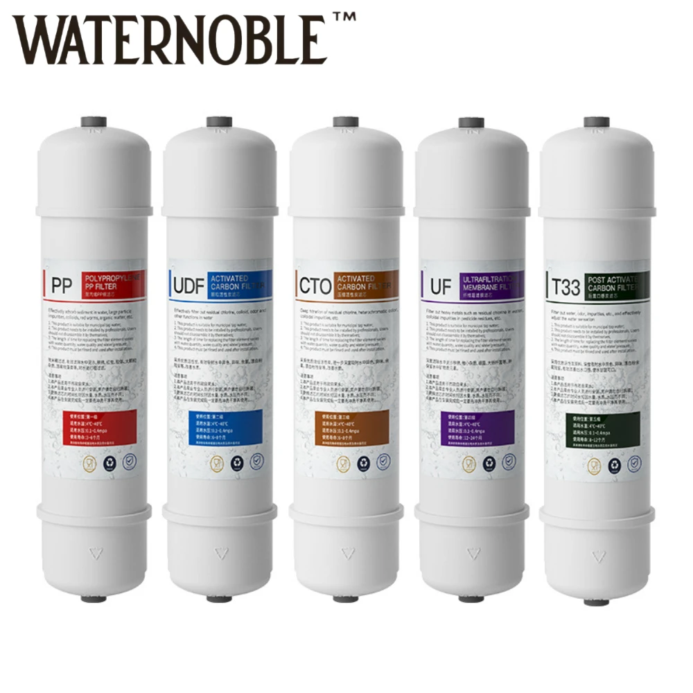 10" Inline Water Filter Cartridge Quick Connect PP Cotton Activated Carbon for RO System Refrigerator Ice Maker Chlorine Removal