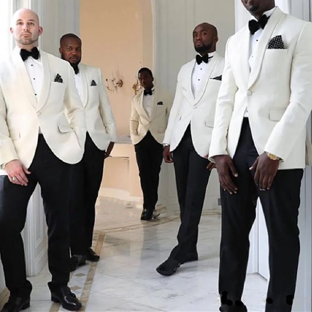 

High Quality Two Pieces Mens Suits Slim Fit Wedding Grooms Tuxedos Shawl Lapel Formal Best Man Suit (Jacket+Pants