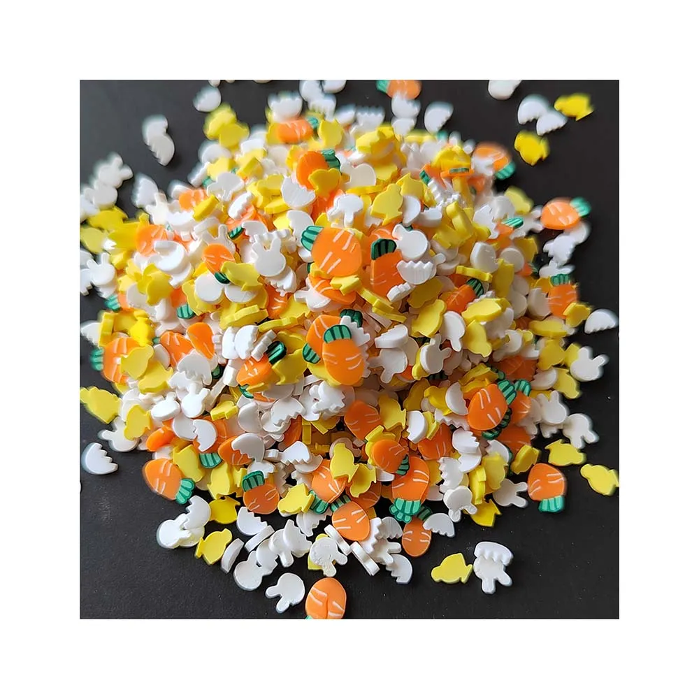 Orange Carrot White Bunny Rabbit Yellow Chicken Easter Mix Polymer Clay Sprinkle Slices For Holiday Party Decoration