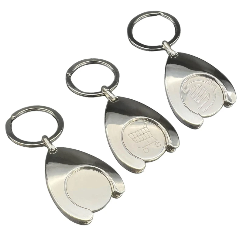 

Portable Keychain with Shopping Cart/Euro/Blank Coin Pendnat Durable Metal Coin Holder for Grocery Supermarket