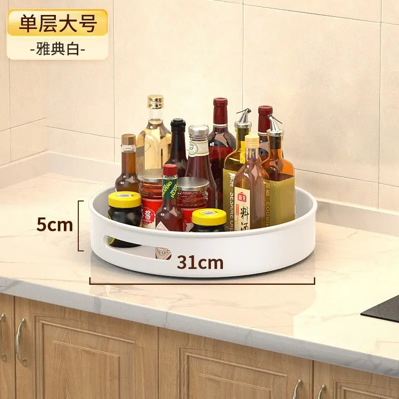 Kitchen installation free multifunctional rotating seasoning storage rack, tea cup countertop, oil, salt, sauce, vinegar, miscel