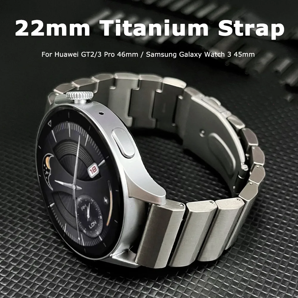 

Ремешок подходит для часов Samsung Huawei GT2/3 PRO, браслет из титанового сплава с плоской пряжкой, крупными частицами 22 мм, одна бусина