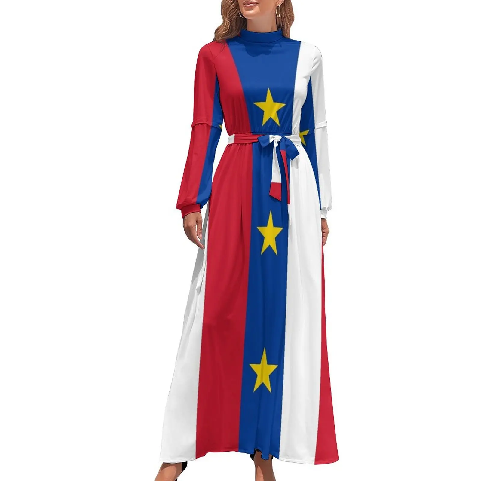 thumbnail image 1 of Vestido largo con bandera de Acadia Vestidos de fiesta vestidos con mangas largas vestido mujer verano 2024, 1 of 5