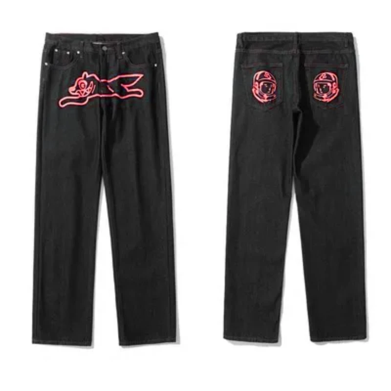 

Y2K Jeans Harajuku Hip Hop Graphic Print Baggy Jeans Black Pants Men Women 2023 New Punk Rock Gothic Wide Leg Trouser Streetwear
