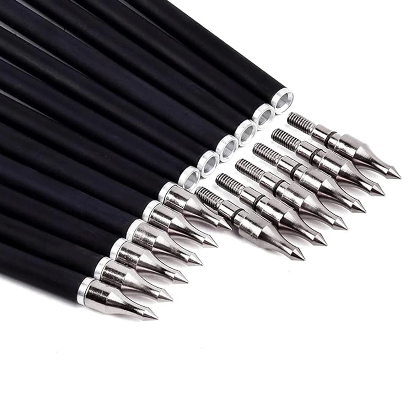 LAIXING 12PCS Carbon Arrow 30 Inch Spine 500 with Replaceable Arrowhead for Compound/Recurve Bow Archery Hunting Targeting 5