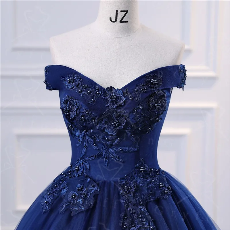 ネイビーブルーのドレス,裸の肩,ボールガウン,新しいコレクション2022  