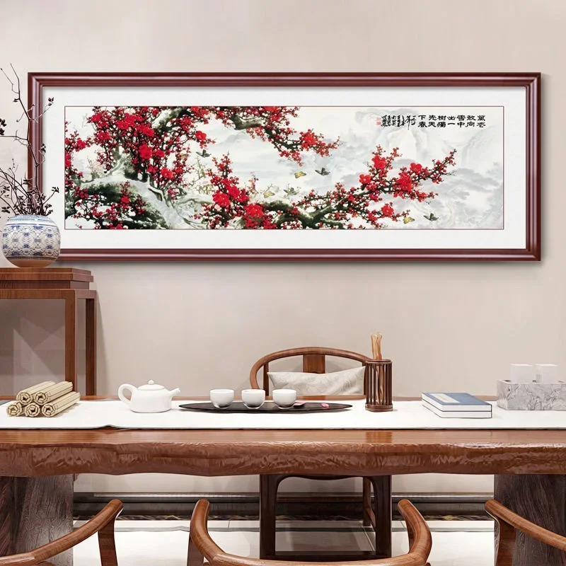 

Red plum Newspaper Spring picture Chinese Paintings living room Decoration Sofa Background Wall Study Bedroom Bedside Murals pri