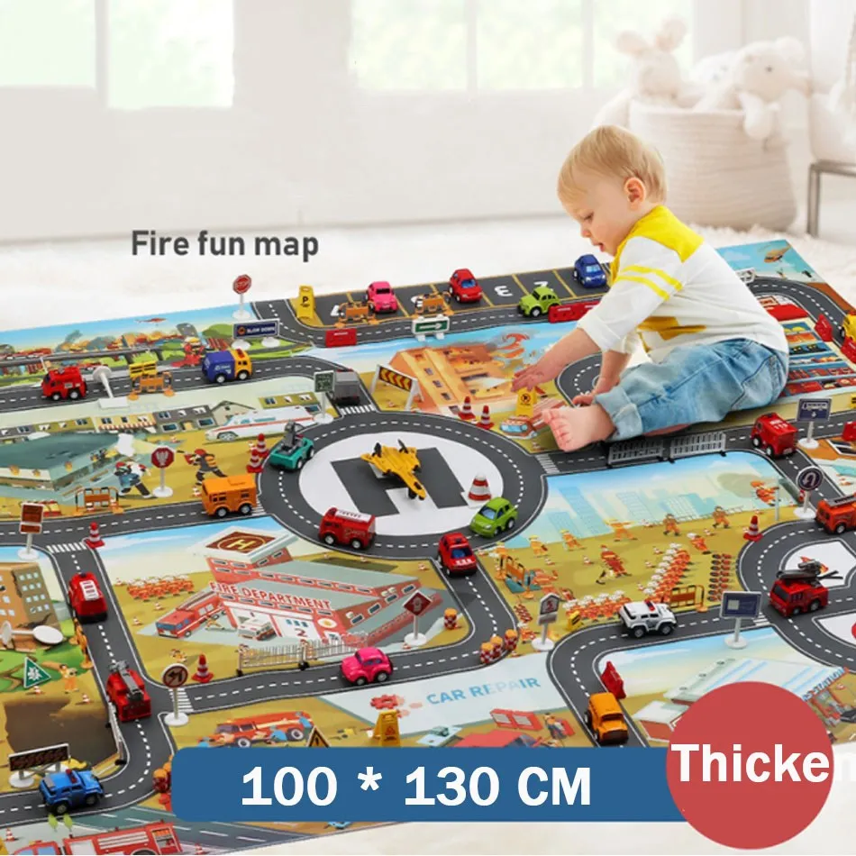 Kids Toy Boy Happy Farm Animal World Map Toy Car Dinosaur Children Educational Toy Baby Mat Carpet Thick Waterproof Play Mat children game mat baby kids toy large city climbing mat toy car baby early education educational game mat little boy toy