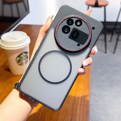 Luxury Matte Magnetic Magsafe Red Lens Ring Cover with Wireless Charging Compatibility for Nothing Phone (3a) Pro (Magsafe Black)