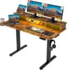 Vabches Height Adjustable Computer Desk Electric Standing Desk for Home Office Gaming Desk with LED Light&Power Outlet&Metal Leg 1