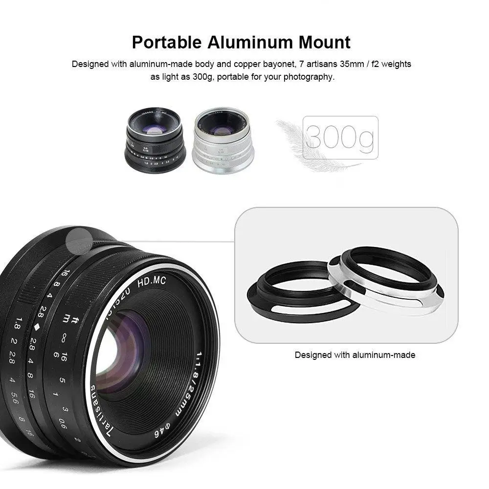 7artisans 25mm F1.8 MF APS-C Prime Lens Manual Mirrorless Camera For Sony E Zev-