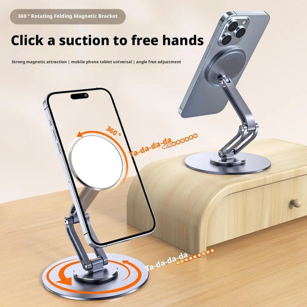 Aluminum Mobile Phone Holder with 360 Degree Rotation for Home and Car
