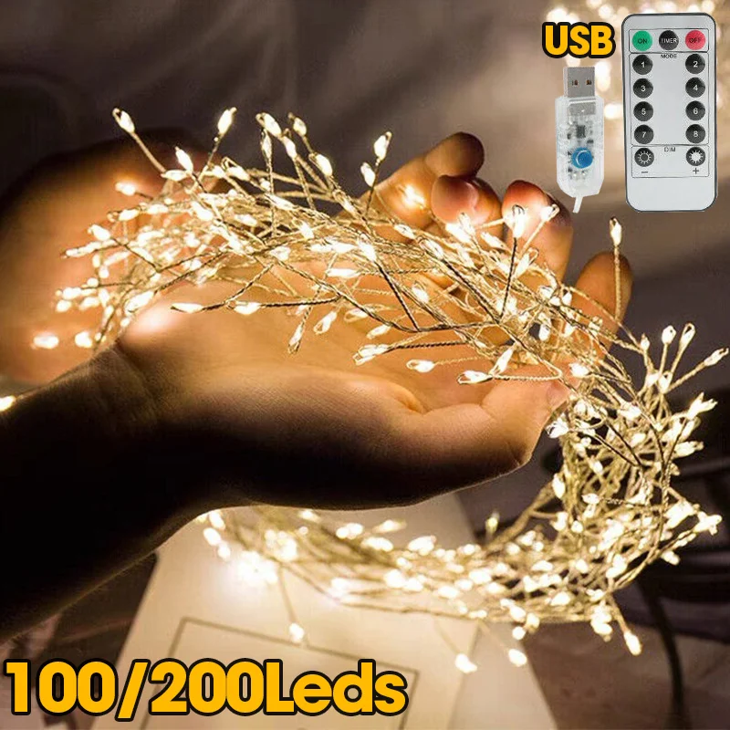 3/ 5M Copper Wire String Light Remote Control Led Fairy Garland Lights