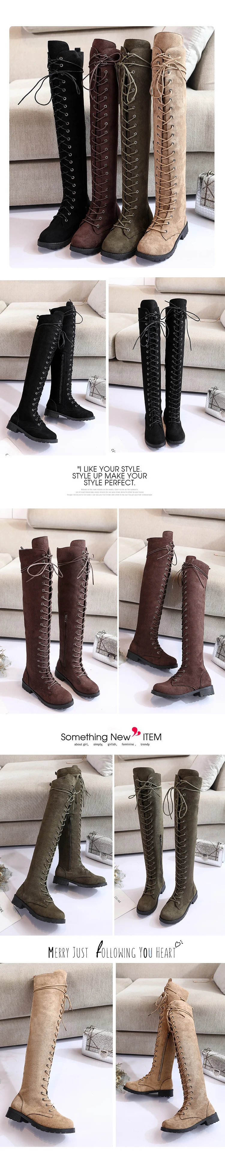Sexy Lace Up Over The Knee Boots Women 2023 Autumn Winter Flat Heels Platform Gothic Shoes Female Long Thigh High Boots Fashion