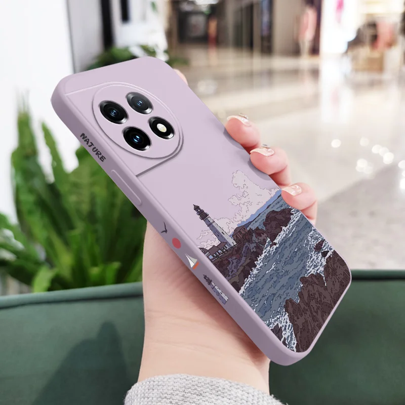 Wave Lighthouse Liquid Silicone Phone Case Cover