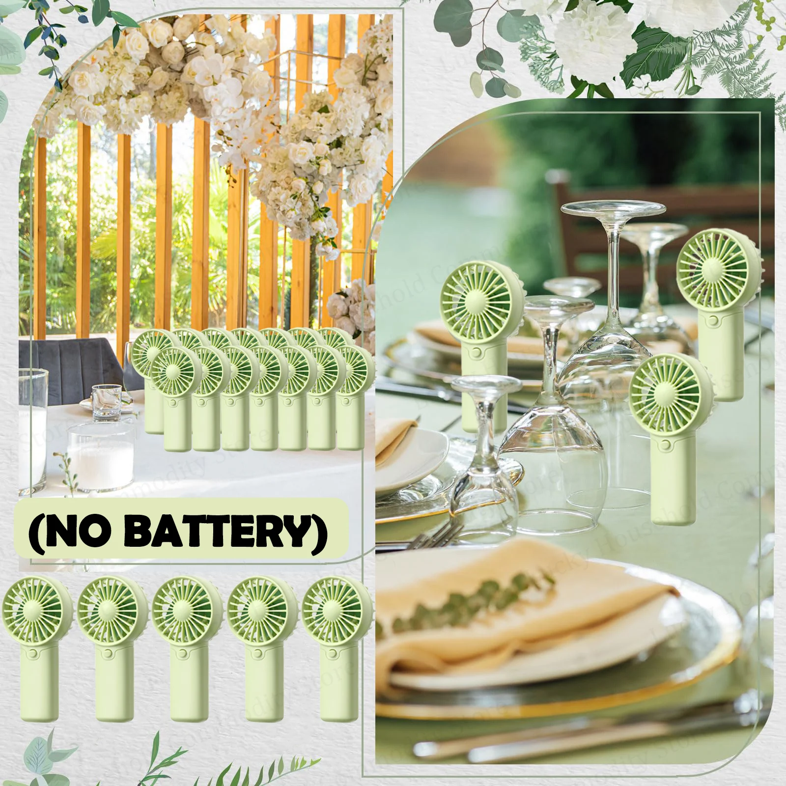 10-100PCS Portable Handheld Fan Bulk Wedding Mini Fans Battery Operated Personal Fans with Thank You Cards Party Favors 5