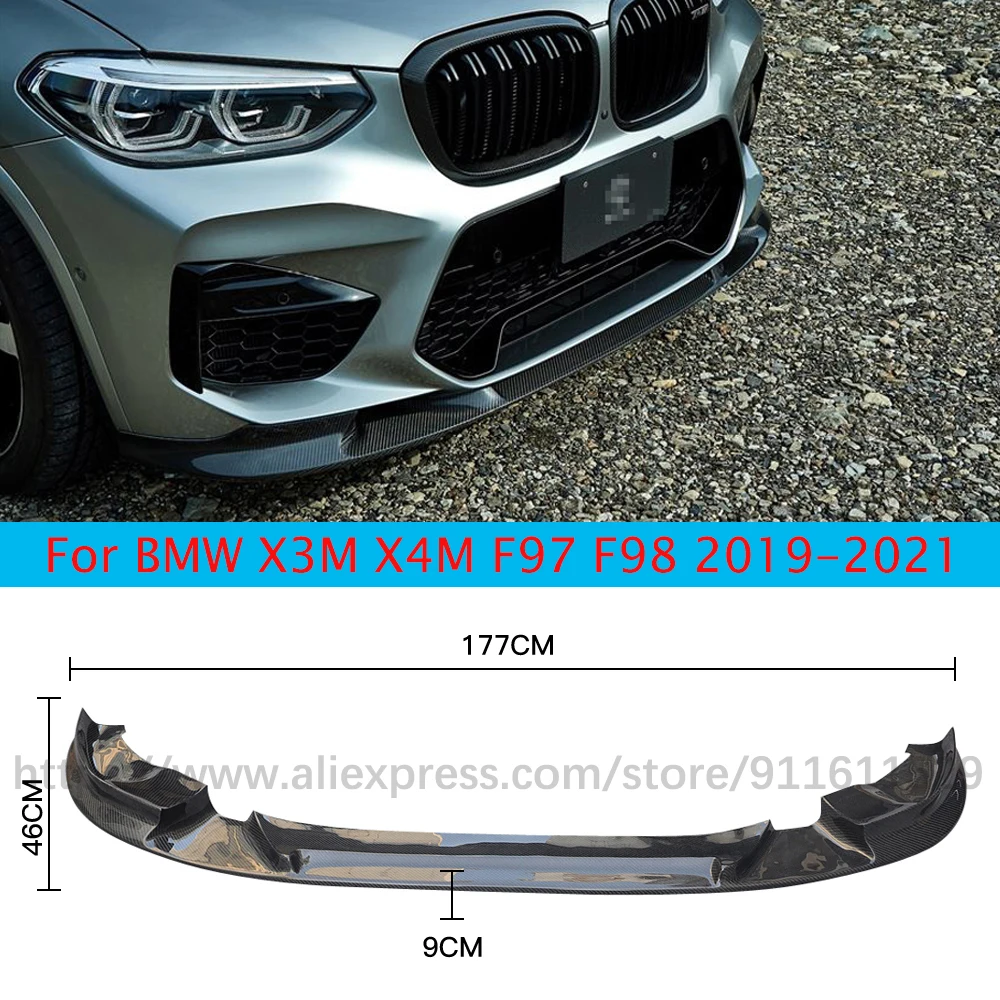 

Передний бампер из углеродного волокна, спойлер для подбородка для BMW X3M X4M F97 F98 2019-2021, автомобильный Стайлинг