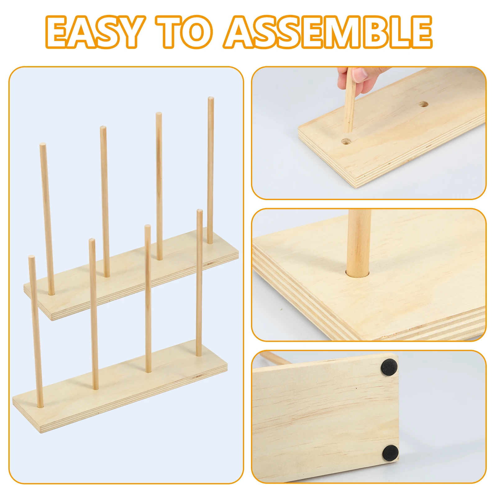 Ribbon Organizer Wood Ribbon Storage Rack Spool Holder for Sewing Craft 2 Pcs