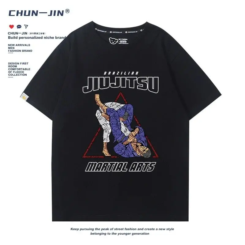 브라질 주짓수 BJJ T 셔츠 남성 여성 무술 코튼 티셔츠 전투 스포츠 주짓수 훈련 유니섹스 탑