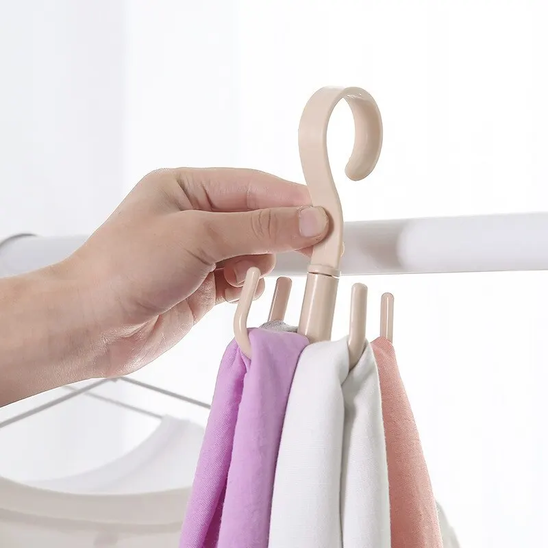 5pcs pink movable four-claw hook multi-functional rotatable hanging bag hat scarf dormitory storage punch-free multi purpose hooks bag hook wall organizer hook wall mount hooks